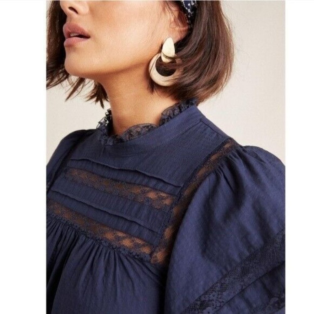 $150 Anthropologie Maeve fleetwood Tunic dress navy blue size 6 - Picture 3 of 6